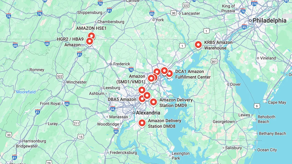 Amazon Warehouse Locations in Maryland