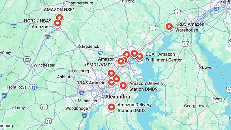 Amazon Warehouse Locations in Maryland