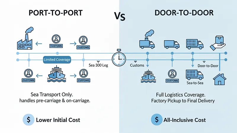 Port-to-Port vs Door-to-Door Shipping from China