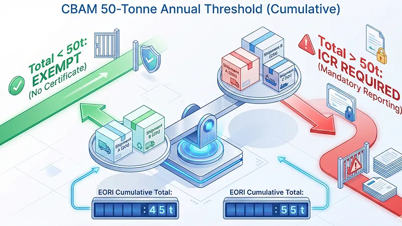EU CBAM 2026 Guide: 50-Tonne Exemption & Authorized Declarants
